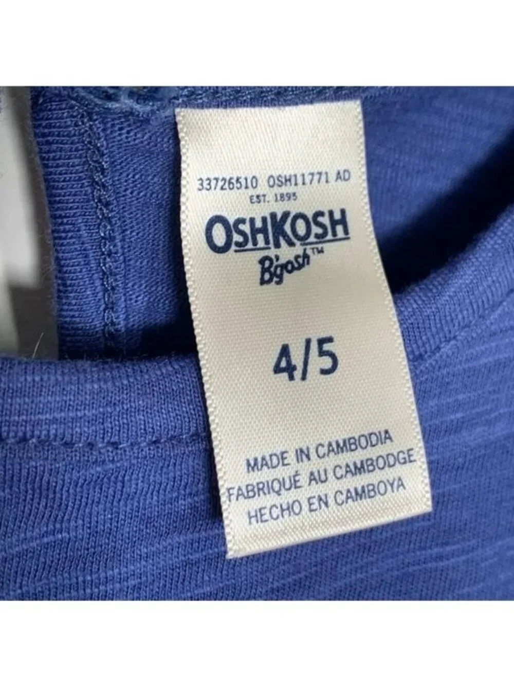 OshKosh B'gosh Girls Size 4-5 Blue Graphic T Shirt Short Sleeve Tee